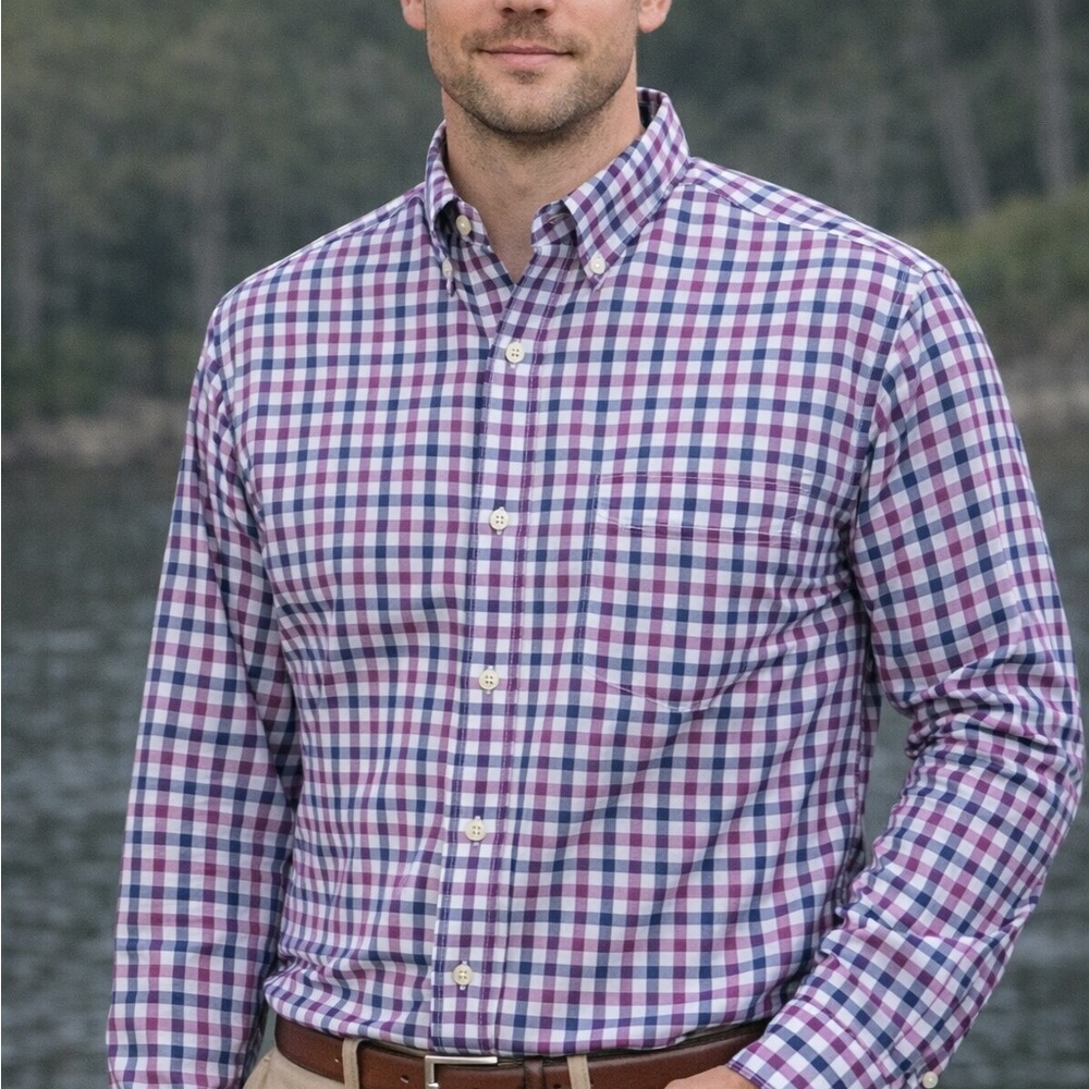J. Crew Men's Multicolor Checkered Button Down Shirt. Medium Slim Fit